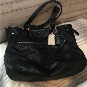 Black leather coach purse